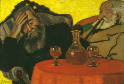 Mio padre e Piacsek, con vino rosso da József Rippl Rónai